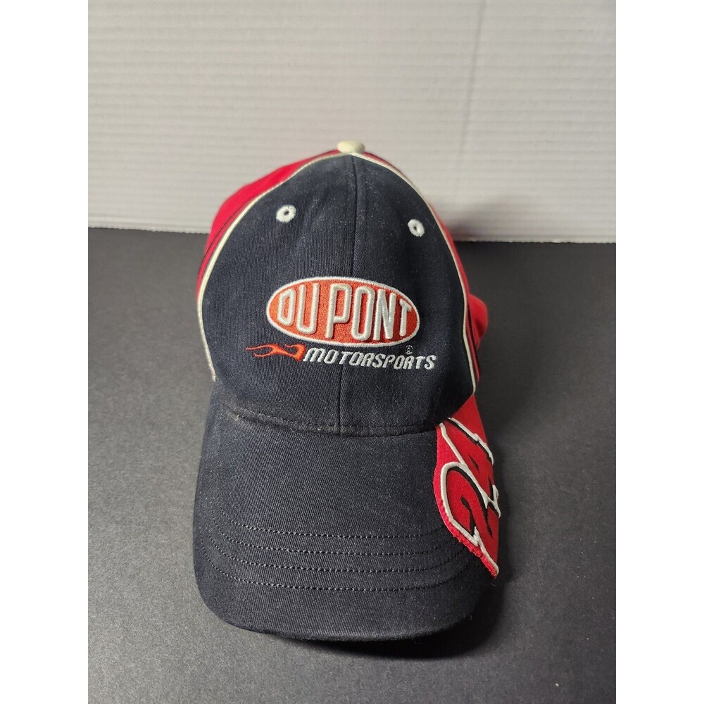 Vtg NASCAR Cap Hat Mens One Size Black Dupont Hendrick Racing Jeff Gordon 24 Y2K
